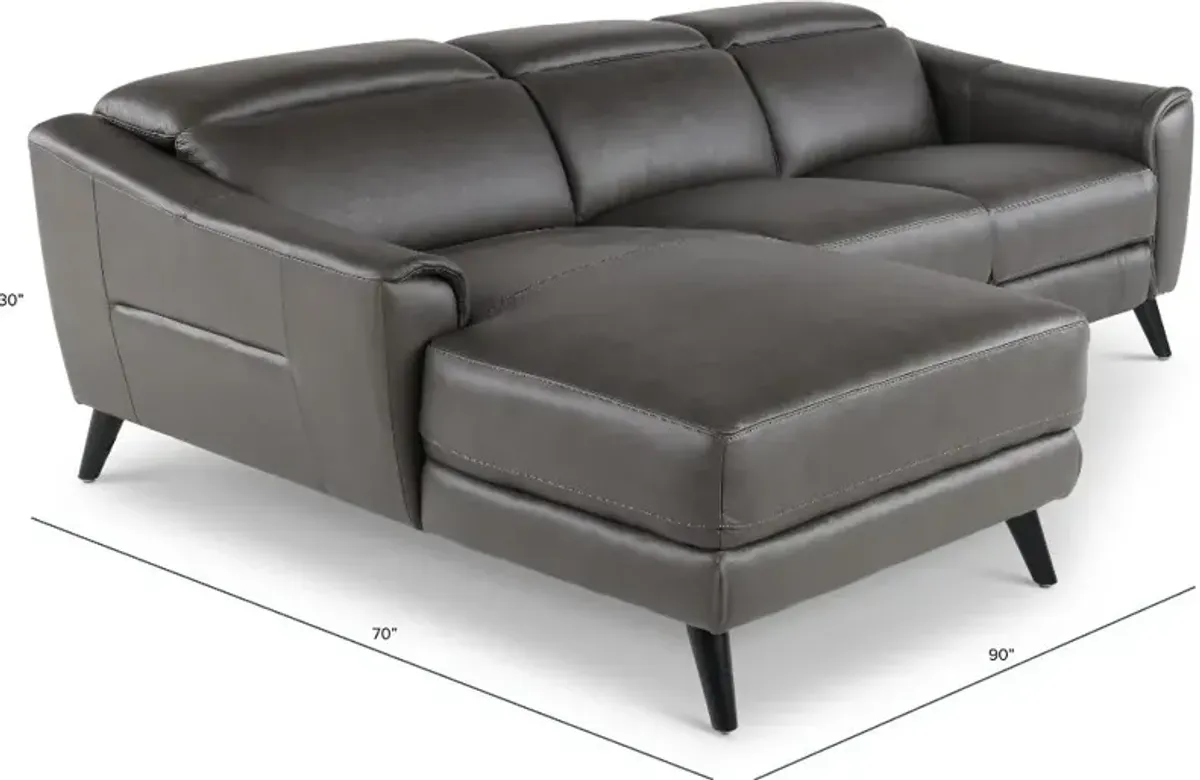 Bergen Dark Gray Power Reclining Sofa with Chaise