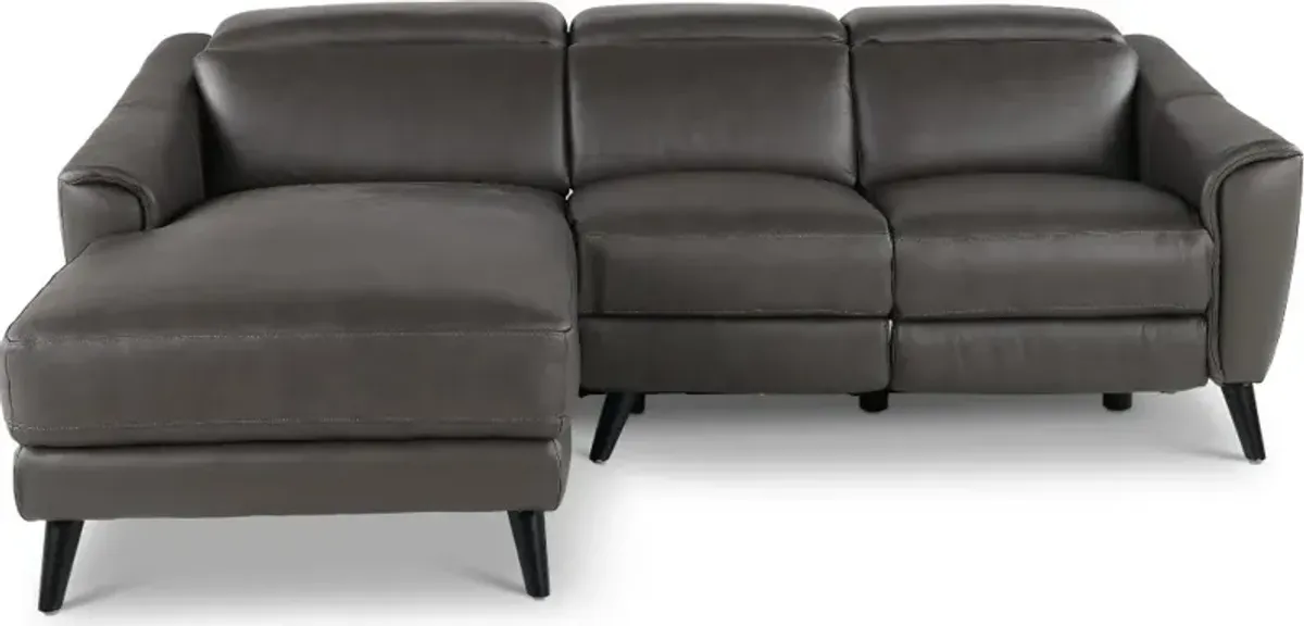 Bergen Dark Gray Power Reclining Sofa with Chaise