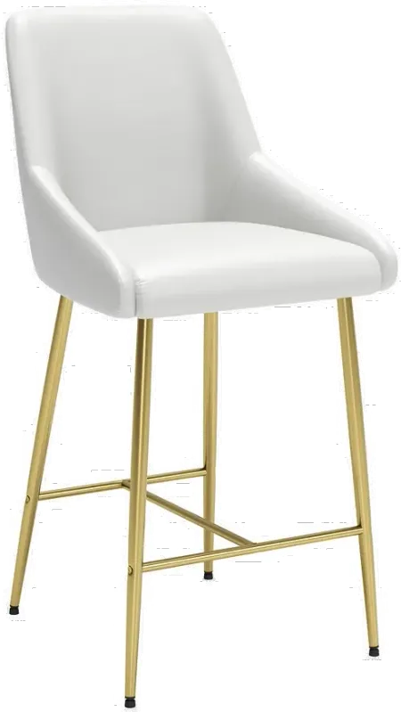Madelaine White and Gold Counter Height Stool