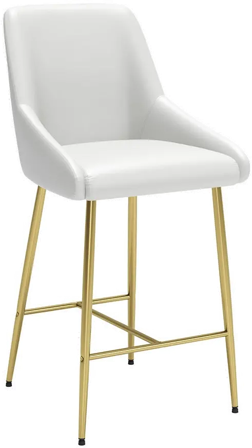 Madelaine White and Gold Counter Height Stool