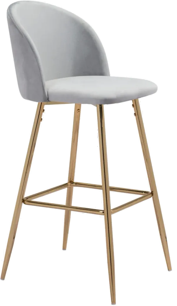 Cozy Gray Velvet Bar Stool