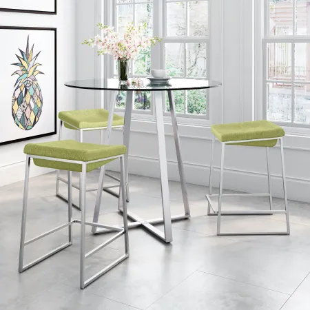 Lids Green and Stainless Steel Counter Height Stool, Set of 2