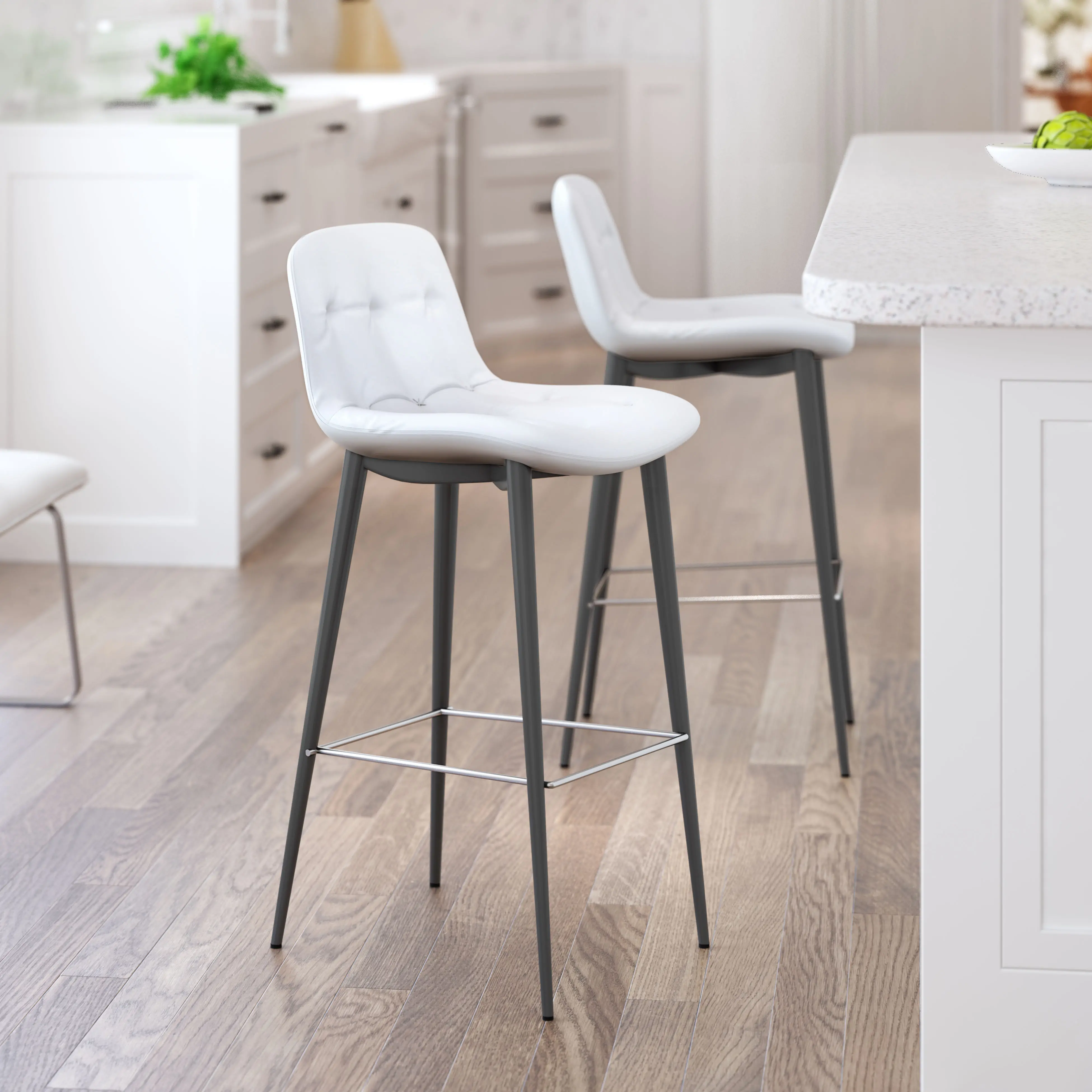 Tangiers White Bar Stool, Set of 2