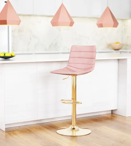 Prima Pink and Gold Modern Barstool