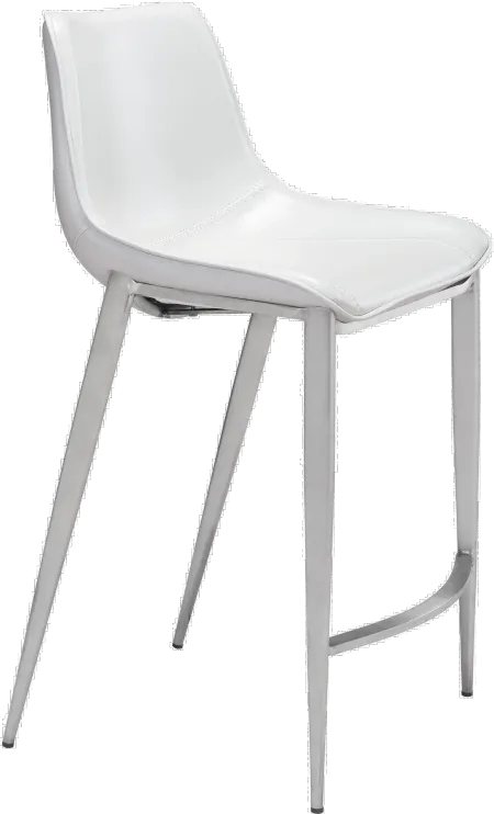 Magnus White and Silver Counter Height Stool, Set of 2