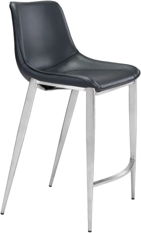 Magnus Black and Silver Counter Height Stool, Set of 2