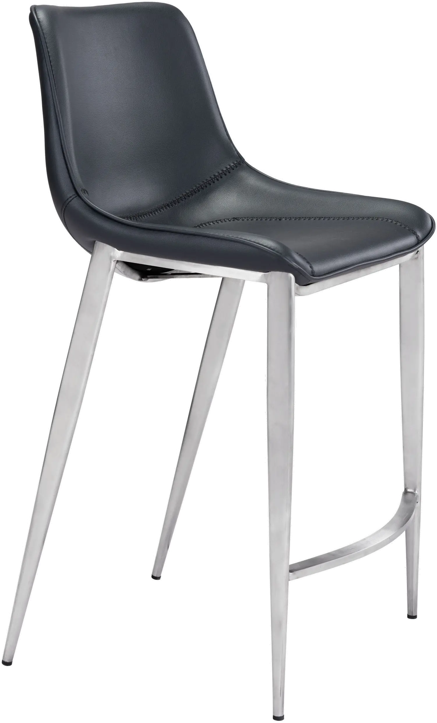 Magnus Black and Silver Counter Height Stool, Set of 2