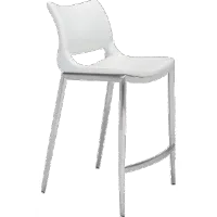 Ace White and Silver Counter Height Stool