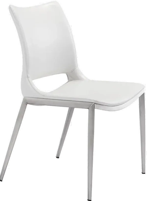 Ace White and Silver Dining Chair, Set of 2