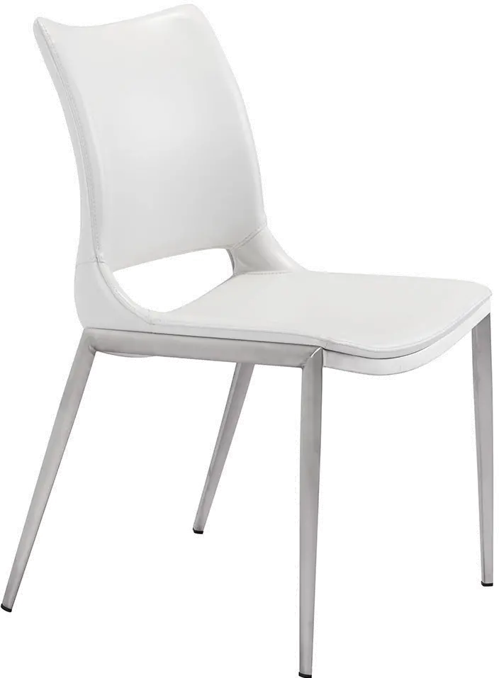 Ace White and Silver Dining Chair, Set of 2