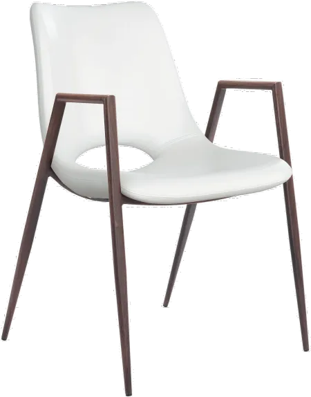 Desi White and Walnut Dining Chair, Set of 2