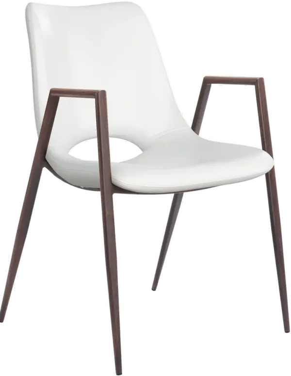Desi White and Walnut Dining Chair, Set of 2