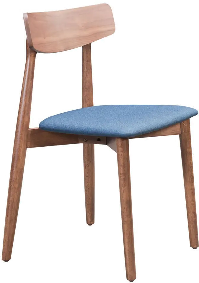 Newman Walnut Brown and Blue Dining Chair