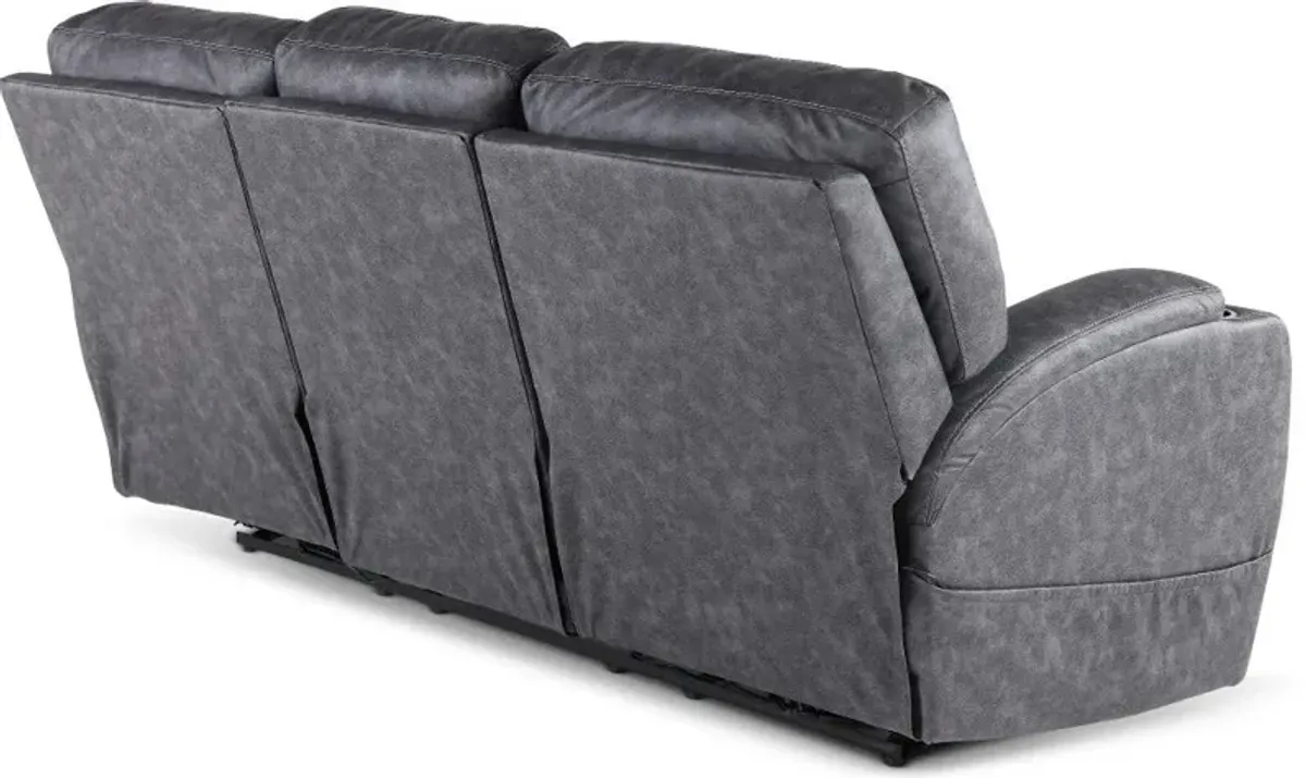 Jaguar Charcoal Power Reclining Sofa with Headrest and Lumbar