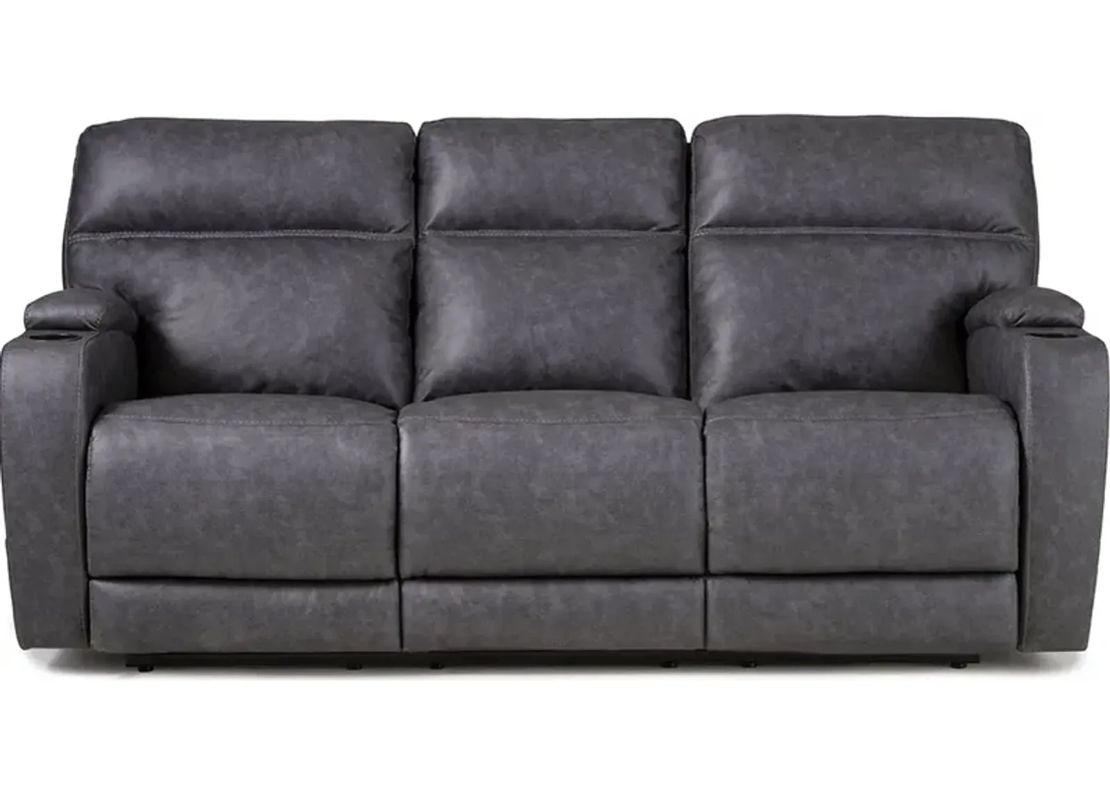 Jaguar Charcoal Power Reclining Sofa with Headrest and Lumbar