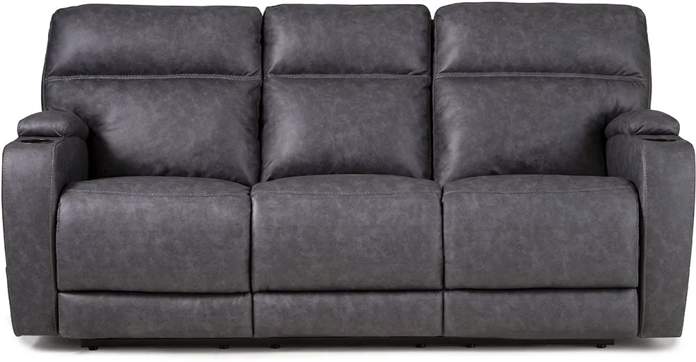 Jaguar Charcoal Power Reclining Sofa with Headrest and Lumbar