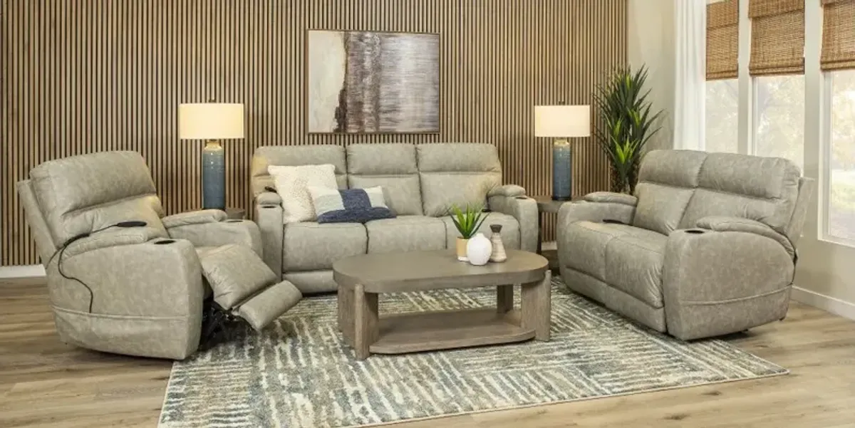 Jaguar Pebble Power Reclining Loveseat with Headrest and Lumbar