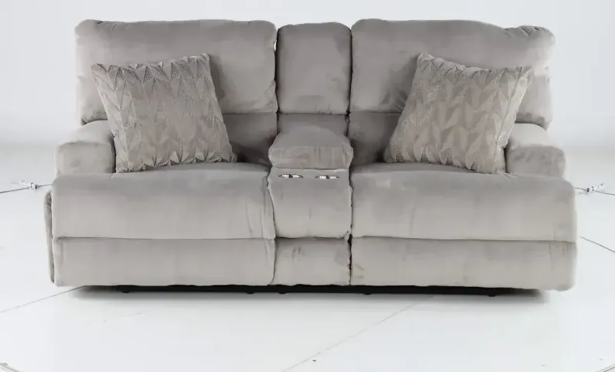 Renaldo Stone Gray Zero Gravity Power Reclining Loveseat