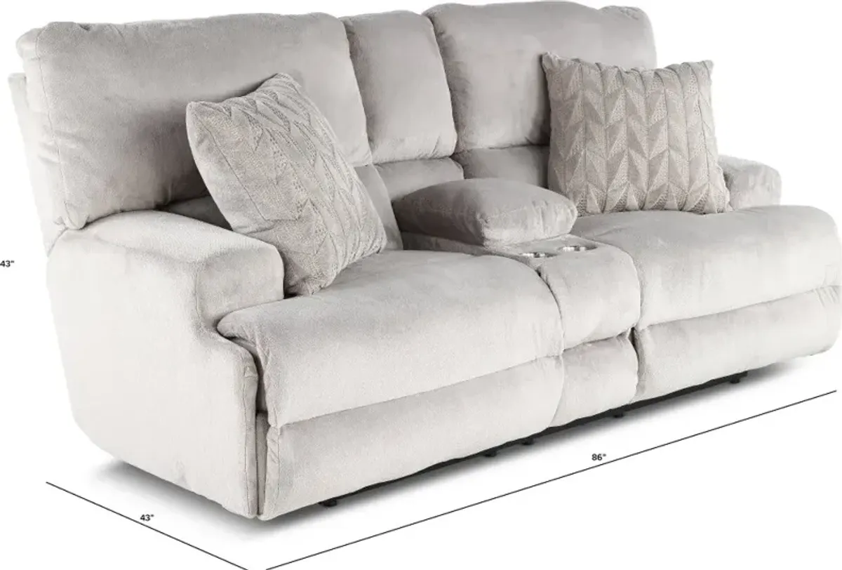 Renaldo Stone Gray Zero Gravity Power Reclining Loveseat