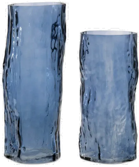 Small 8 Inch Blue Textured Vase