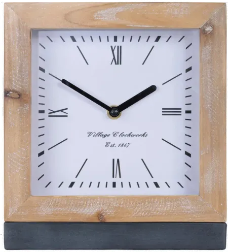 Squared Wood Framed Table Clock