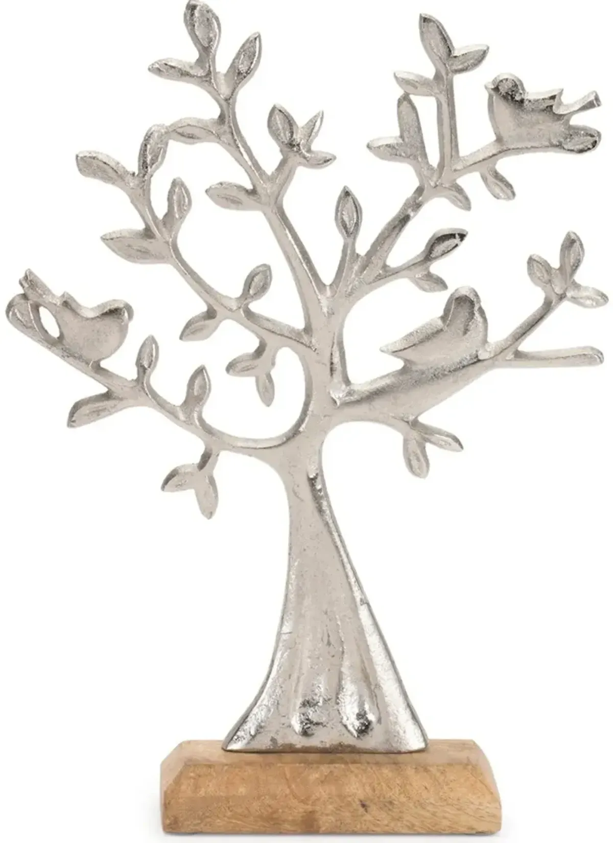 Silver Metal Tree with Birds