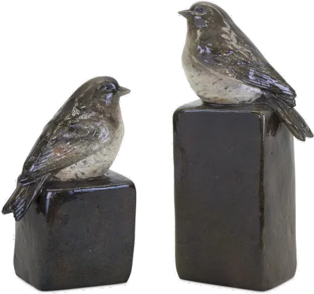 8 Inch Gray Bird on Stand Figurine