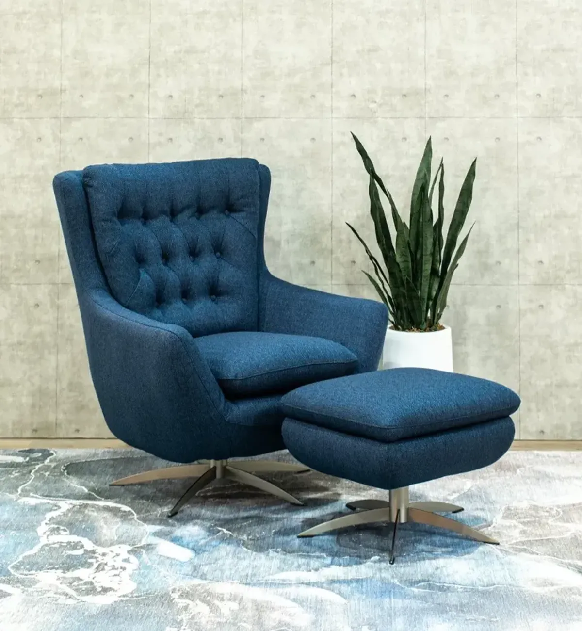 Meg Blue Swivel Accent Chair