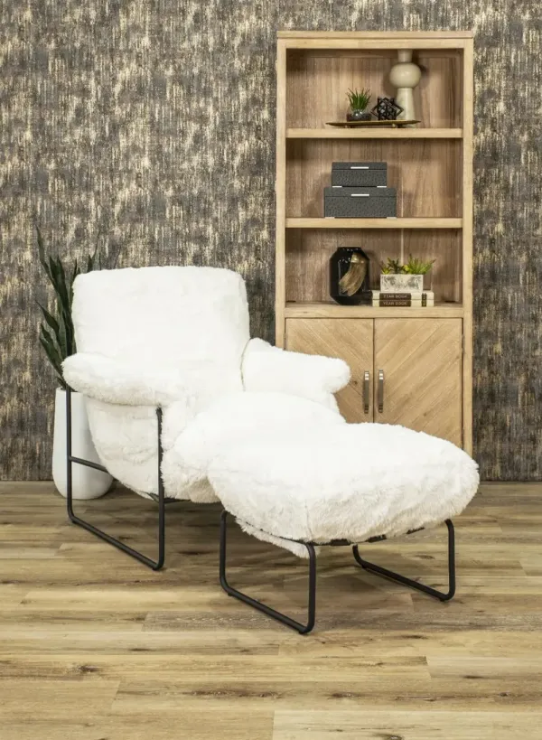 Stephanie Natural White Ottoman