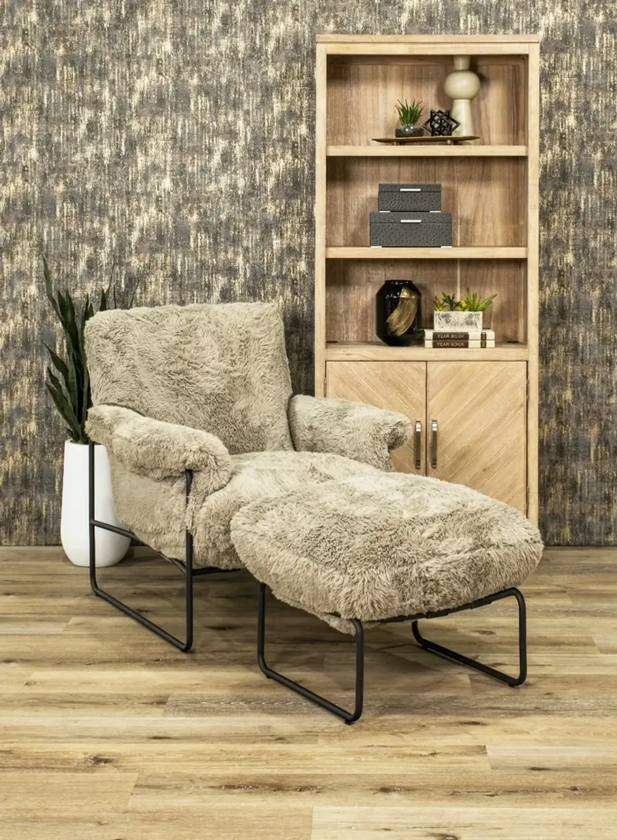 Stephanie Granite Gray Accent Ottoman