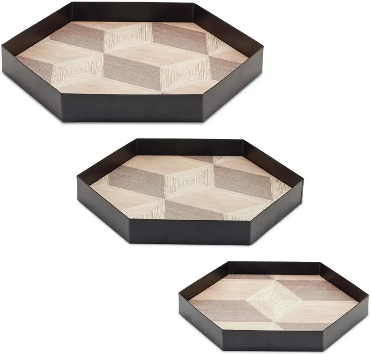 Small Black and Brown Geometric Accent Tray