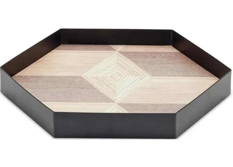 Small Black and Brown Geometric Accent Tray