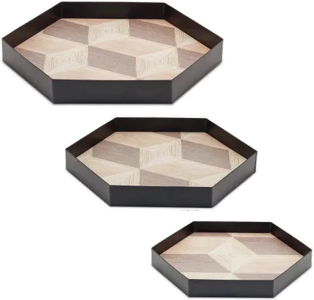 Medium Black and Brown Geometric Accent Tray
