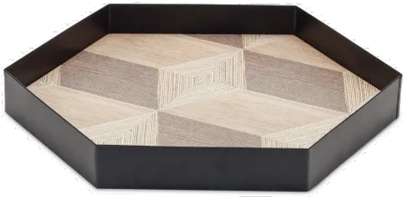 Medium Black and Brown Geometric Accent Tray
