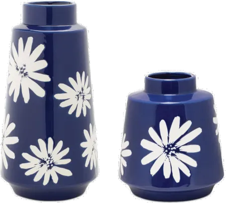 Large 11.75-Inch Blue and White Flower Ceramic Vase