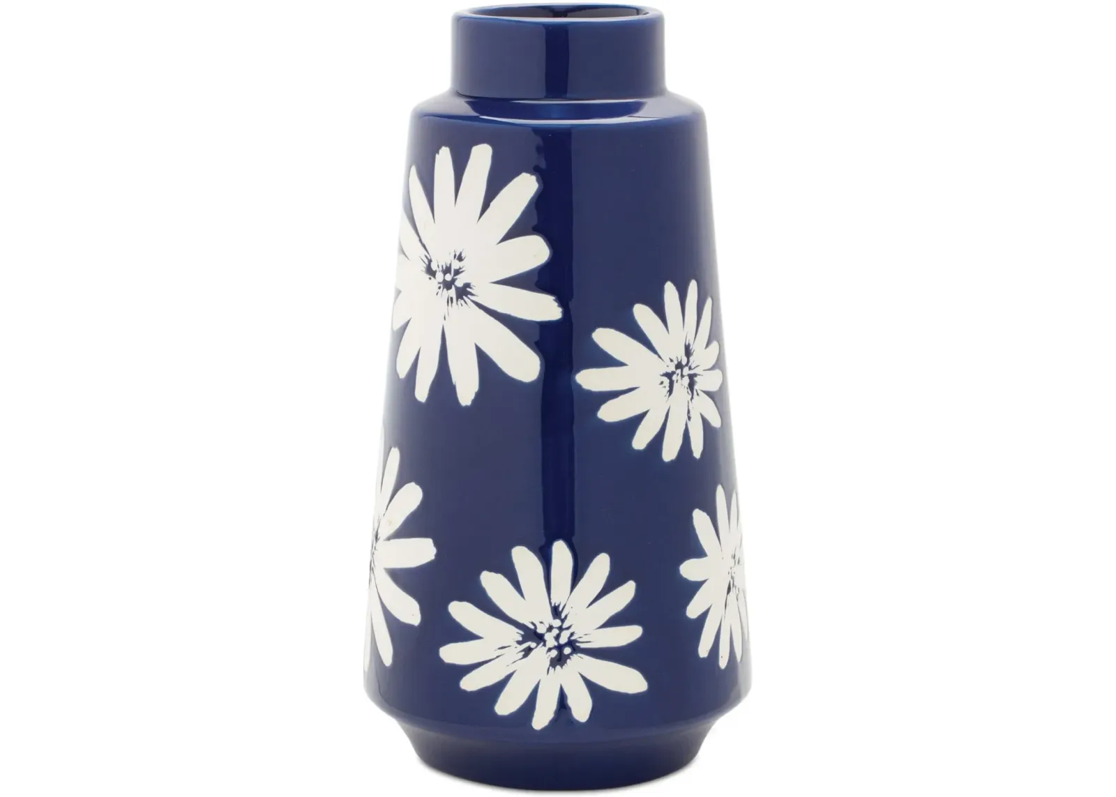 Large 11.75-Inch Blue and White Flower Ceramic Vase