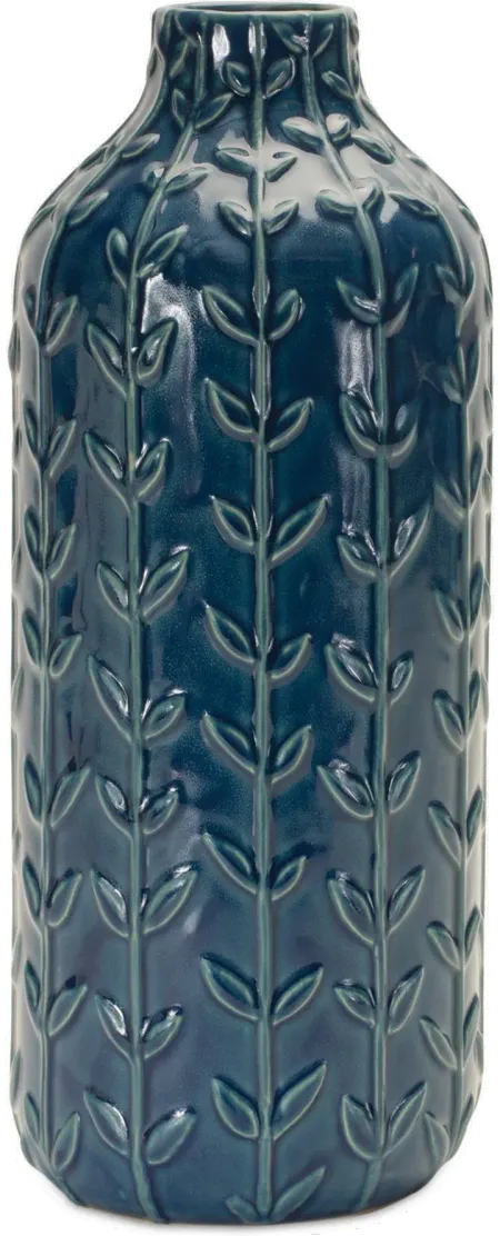 11.25-Inch Blue Ceramic Vase