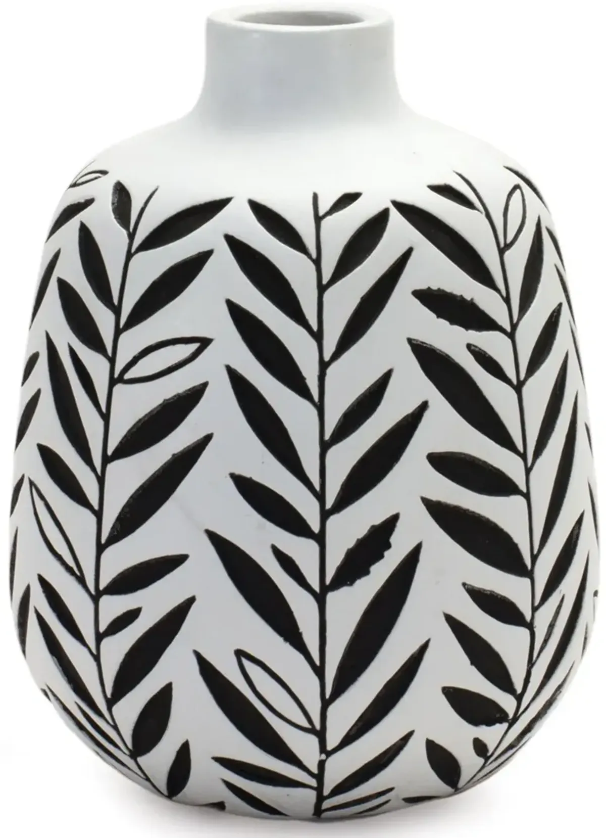 Large Black and White Leafy Vase