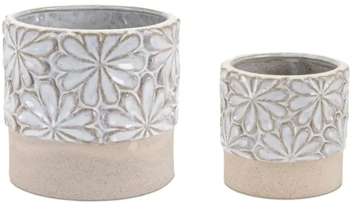 Small White Floral Ceramic Container with Lid