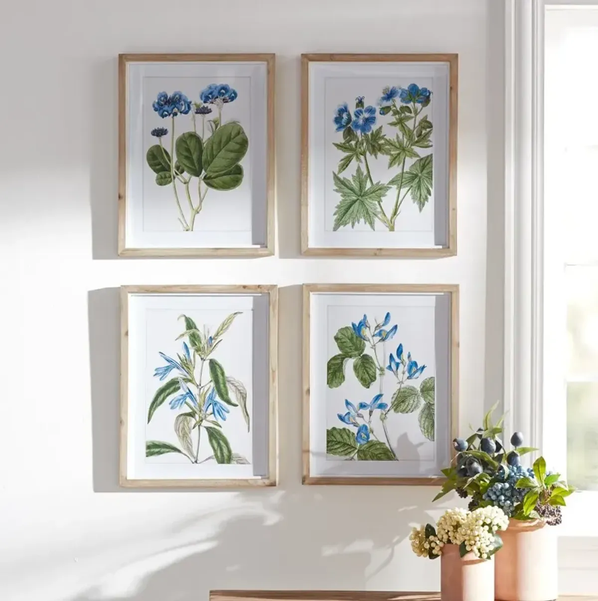 Assorted Framed Blue Floral Print