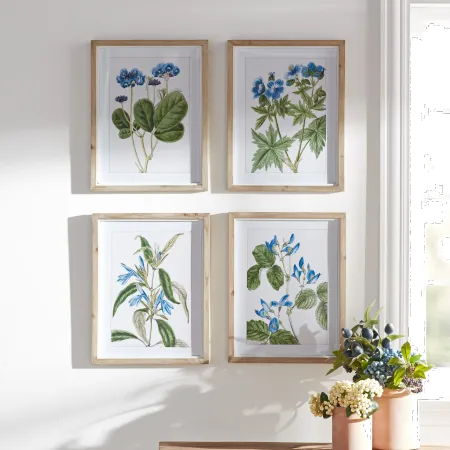 Assorted Framed Blue Floral Print