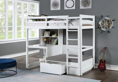 Charlie White Twin Loft Bed with Work Station