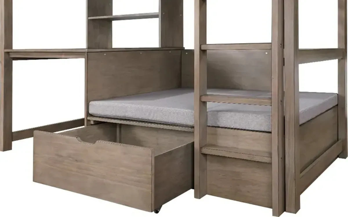 Charlie Gray Twin Loft Bed with Work Station