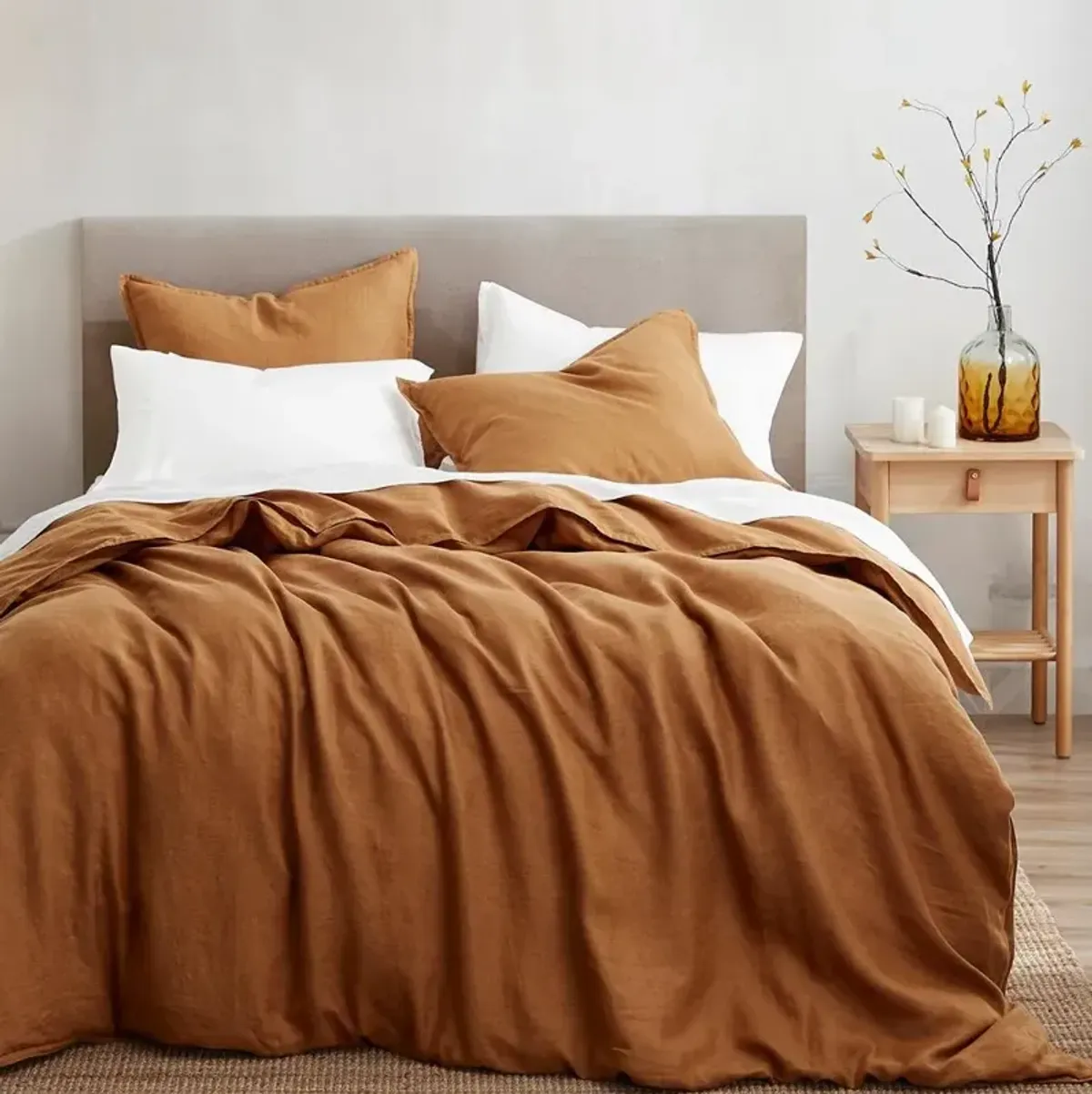 Brown Linen King 3-Piece Comforter Set