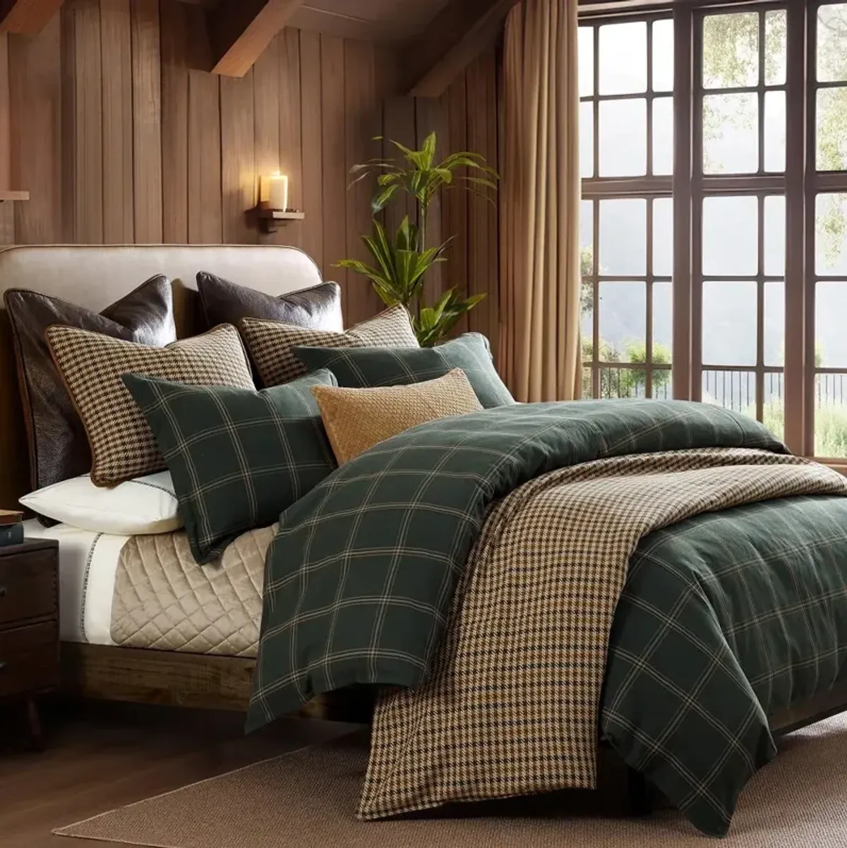 Green Plaid King 3-Piece Comforter Set