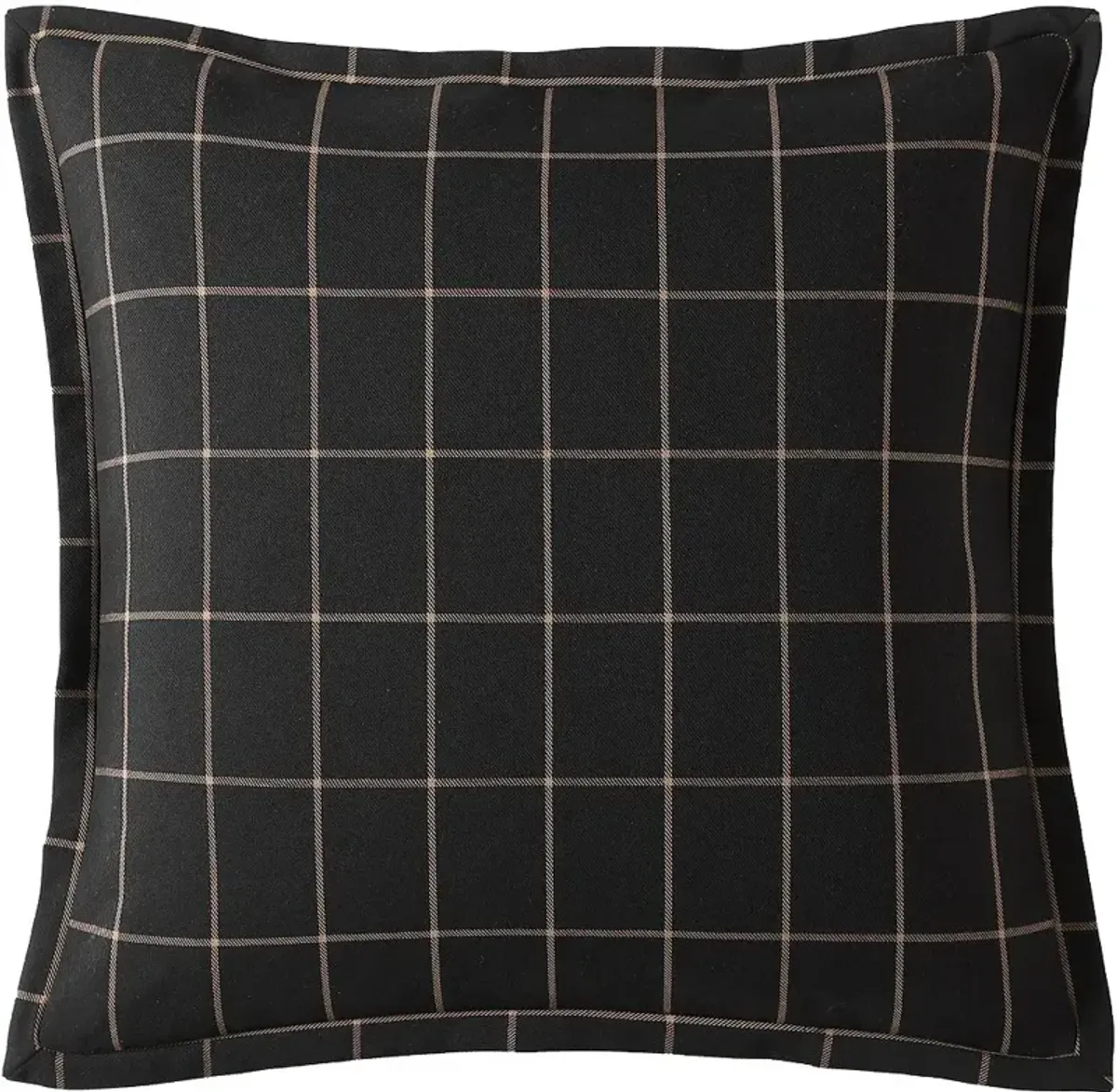 27" Black Windowpane Plaid Euro Sham