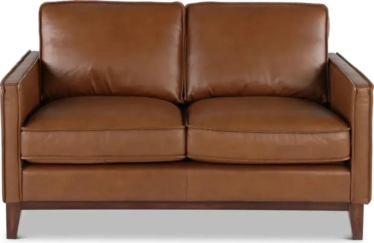 Weston Brown Leather Loveseat