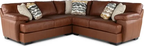 Cody Brown Leather-Match 3 Piece Sectional