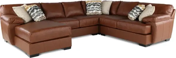 Cody Brown Leather-Match 4 Piece Sectional