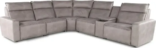 Teramo Silverston 6-Piece Power Reclining Sectional with Audio Console